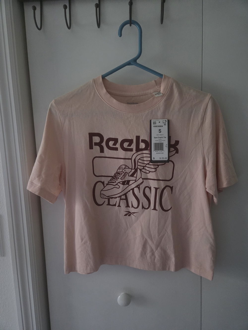 Reebok Women's Pink Graphic Tee with Maroon Logo